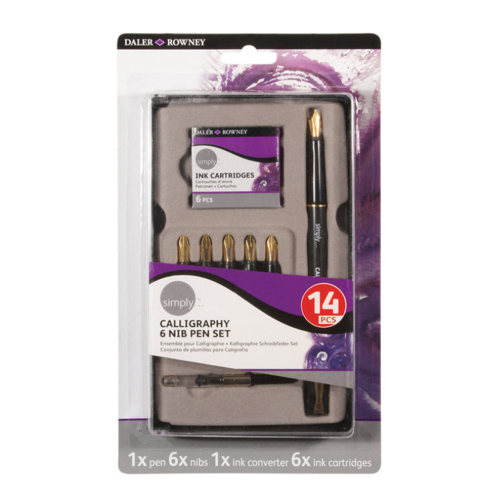 Pluma Caligrafía - Calligraphy 6 Nib Pen Set Daler Rowney