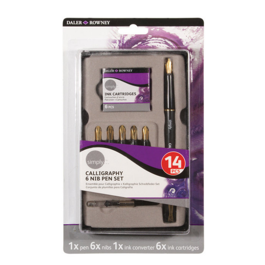 Pluma Caligrafía - Calligraphy 6 Nib Pen Set Daler Rowney