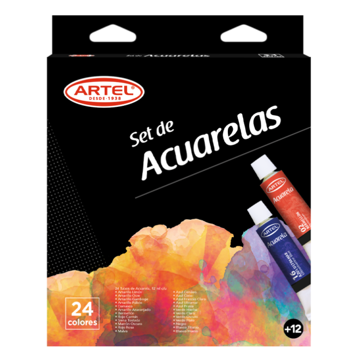 Set Acuarela Artel 24 Colores 12ml